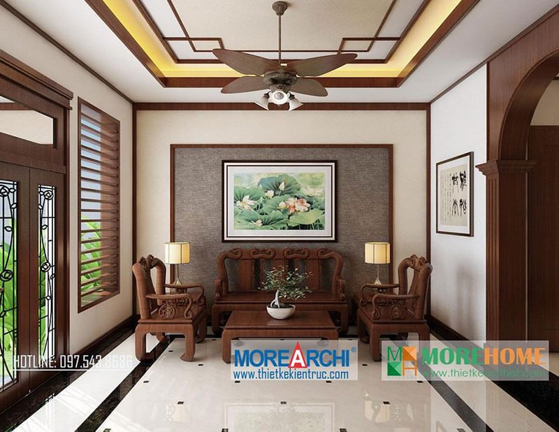 Mảng tường phòng khách tạo điểm nhấn với mẫu tranh canvas trang trí nhẹ nhàng, ấn tượng